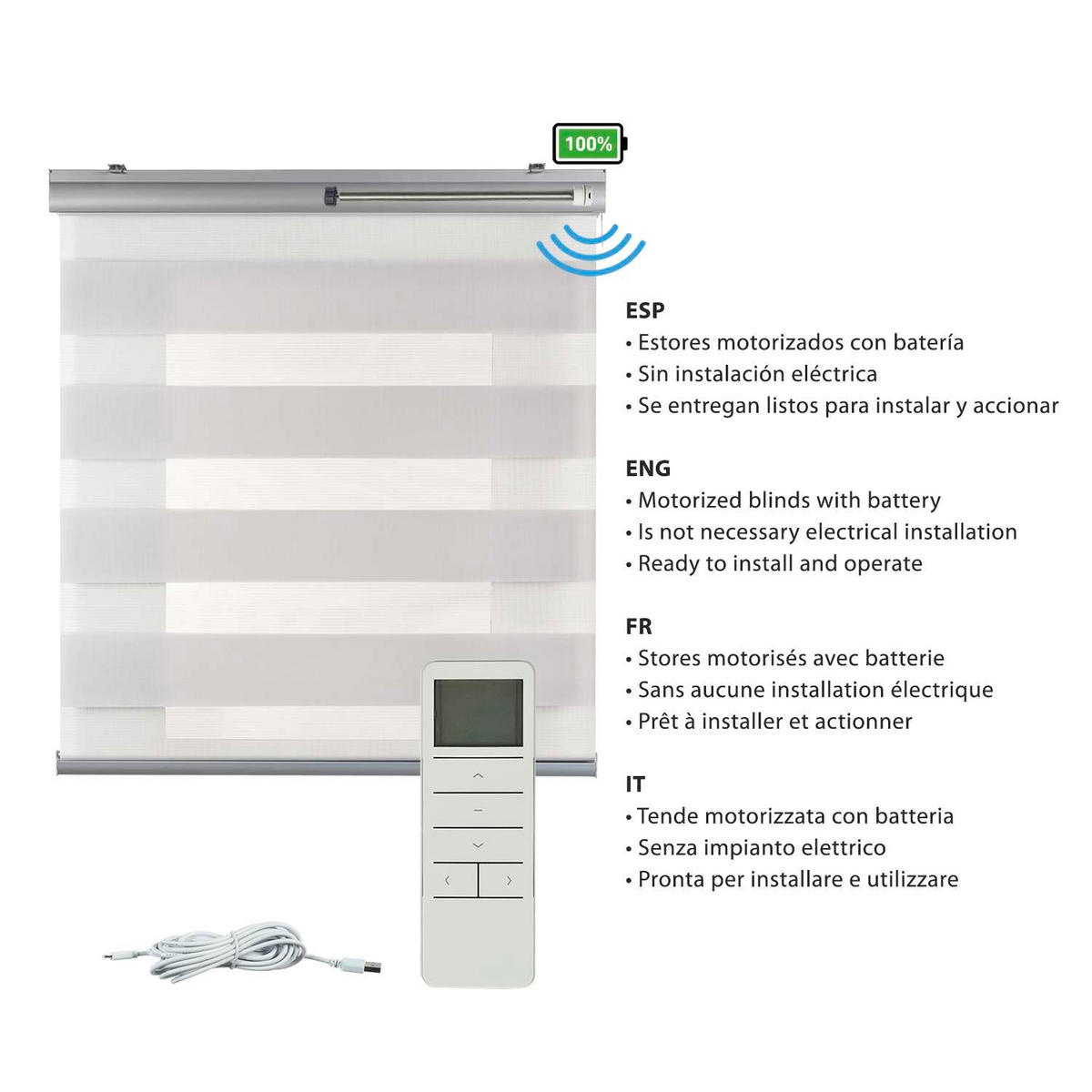 DOPPELROLLO Motorisiertes Grau 180x250 cm - Grau, Kunststoff (180/250cm) - STORESDECO