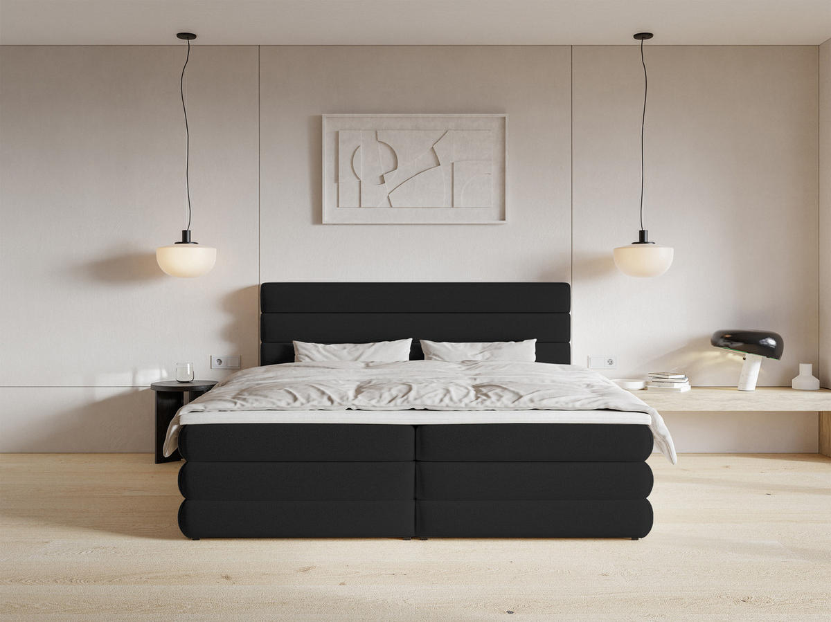 BOXBETT Alegre Schwarz Chenille 160/200 cm - Schwarz, Kunststoff/Textil (160/200cm) - Selsey