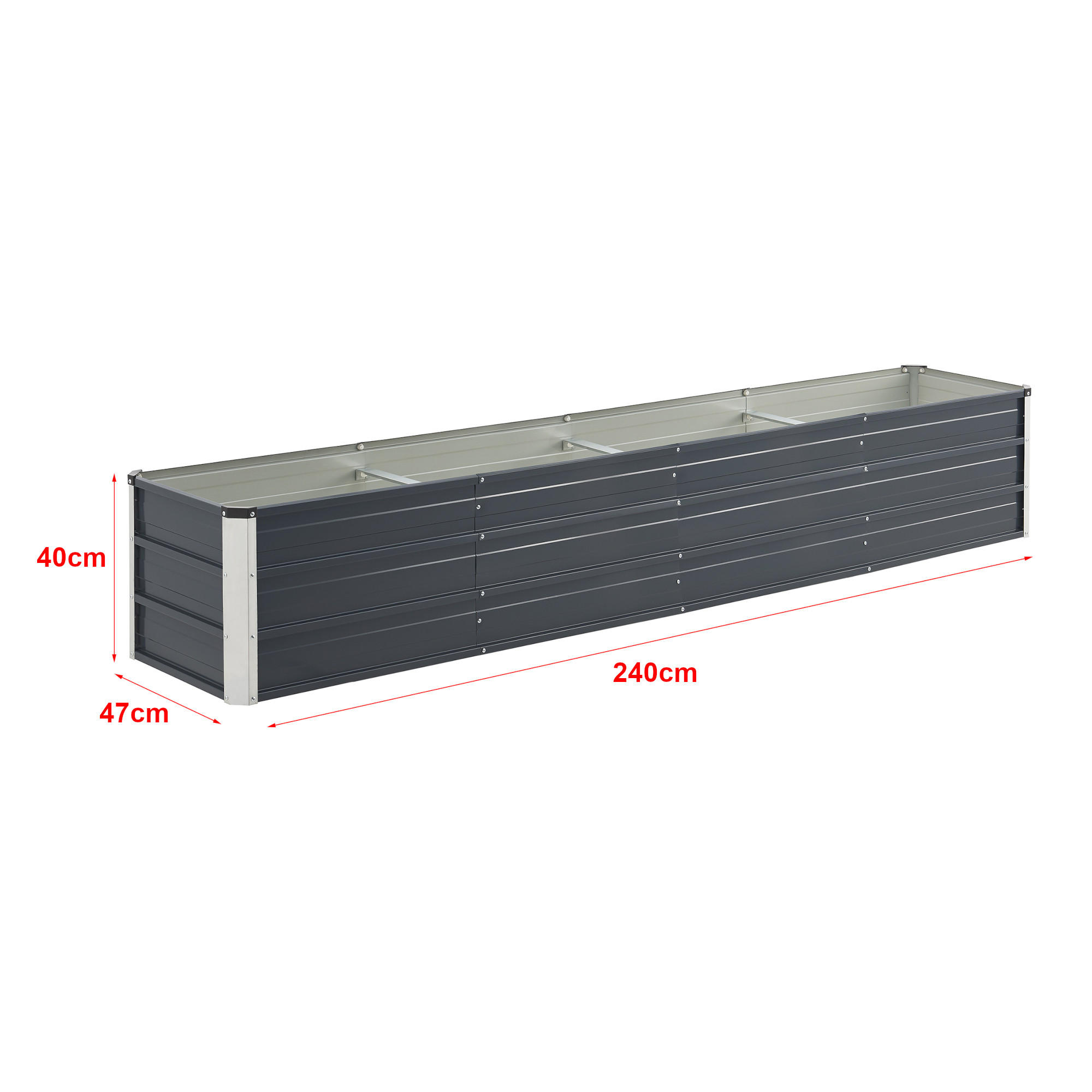 PFLANZBEET Nijmegen - Anthrazit, Metall (240/40/47cm) - [en.casa]