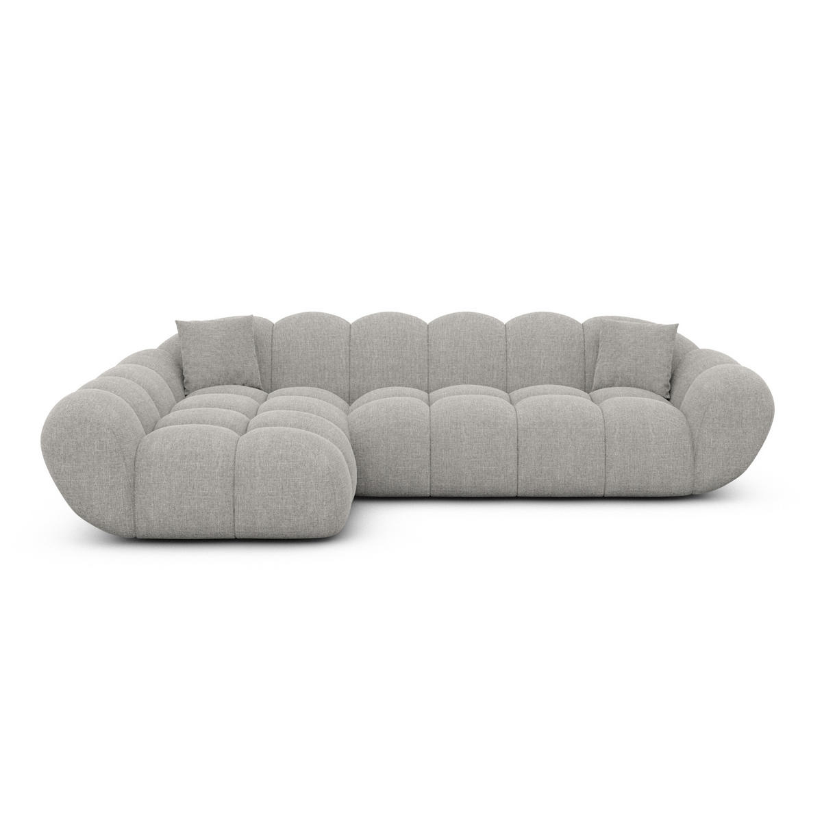ECKSOFA Liva Hellgrau Strukturstoff L-Form Links - Hellgrau, Textil (265/160cm) - VAROYAL