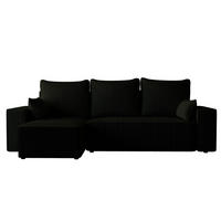 ECKSOFA Tobi mit Bettkasten und Schlaffunktion, L-Form/XL-Form, Cordstoff, Universal - Schwarz, Holzwerkstoff (246/145cm) - 4ALL HOME