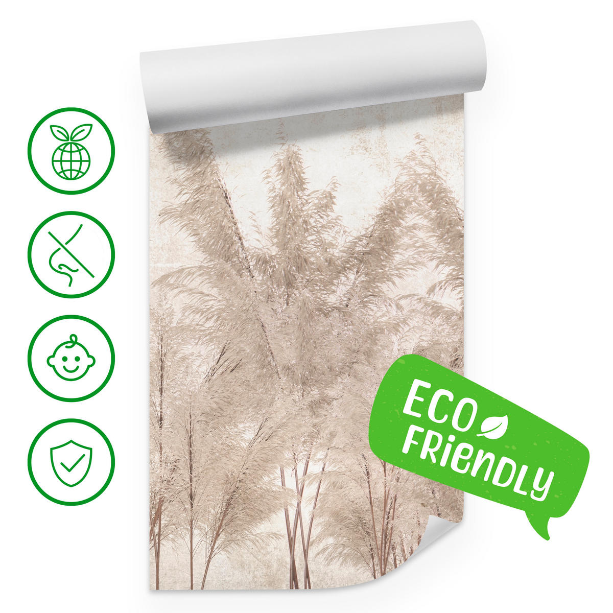 FOTOTAPETA Pre Spálňu Tráva Pampasová Vintage Béžová Boho 150 x 105 cm - hnedá/béžová, papier (150/105cm) - Muralo