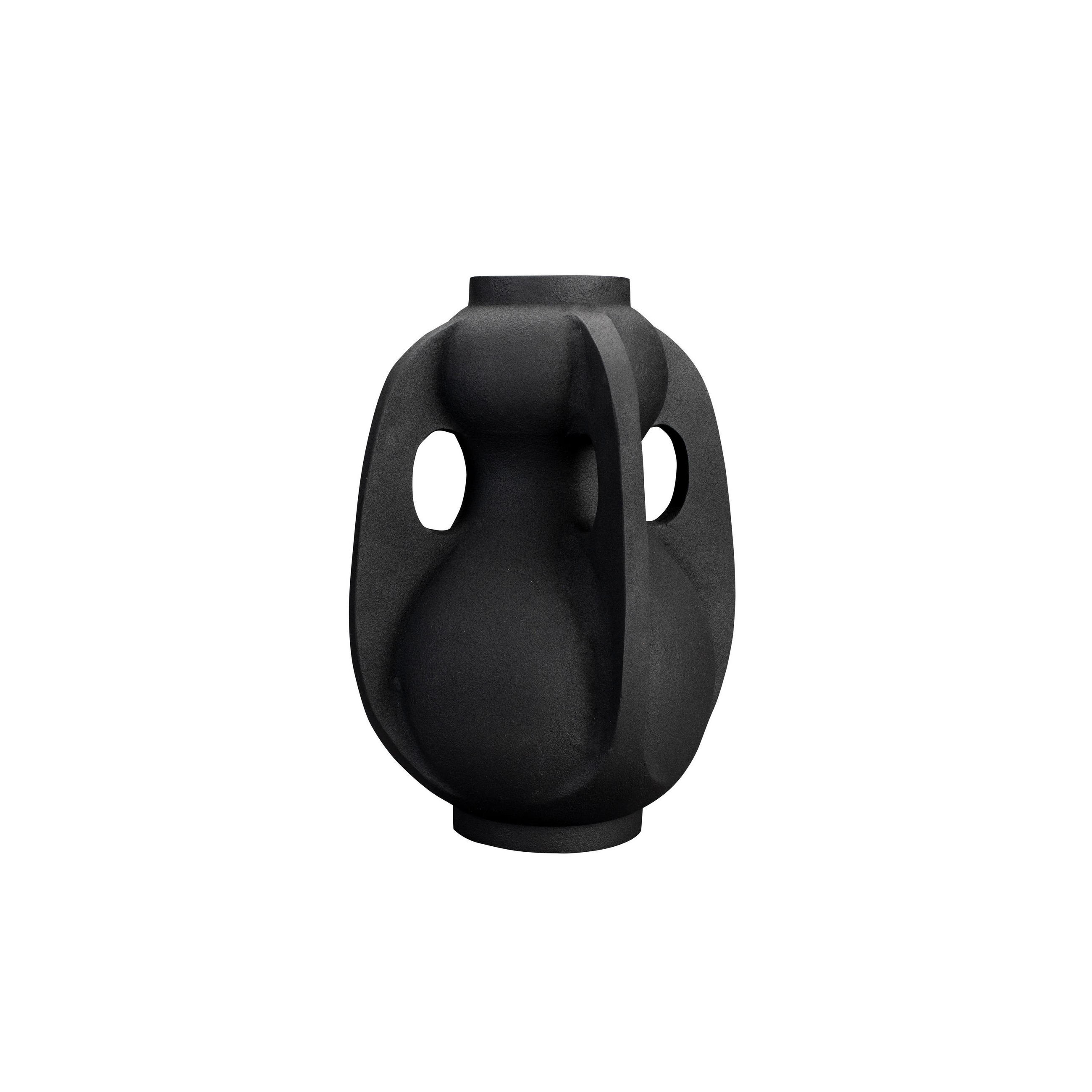 VASE Thiago L SChwarz - Schwarz, Metall (38cm) - Dutchbone