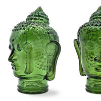 DEKO GLASKOPF THAI BUDDHA Glas, 30 cm Höhe T11 dunkelgrün - Dunkelgrün, Glas (19/30/19cm) - DESIGN DELIGHTS
