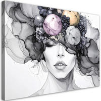 LEINWANDBILD Frau mit Früchten auf dem Kopf 60x40cm - Grau, Textil (60/40cm) - Feeby