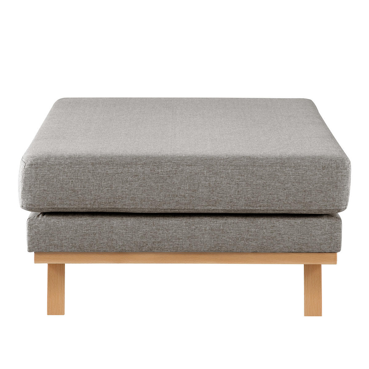 POLSTERHOCKER - Graubraun/Buchefarben, Buchenholz/Textil (85/43/60cm) - home24