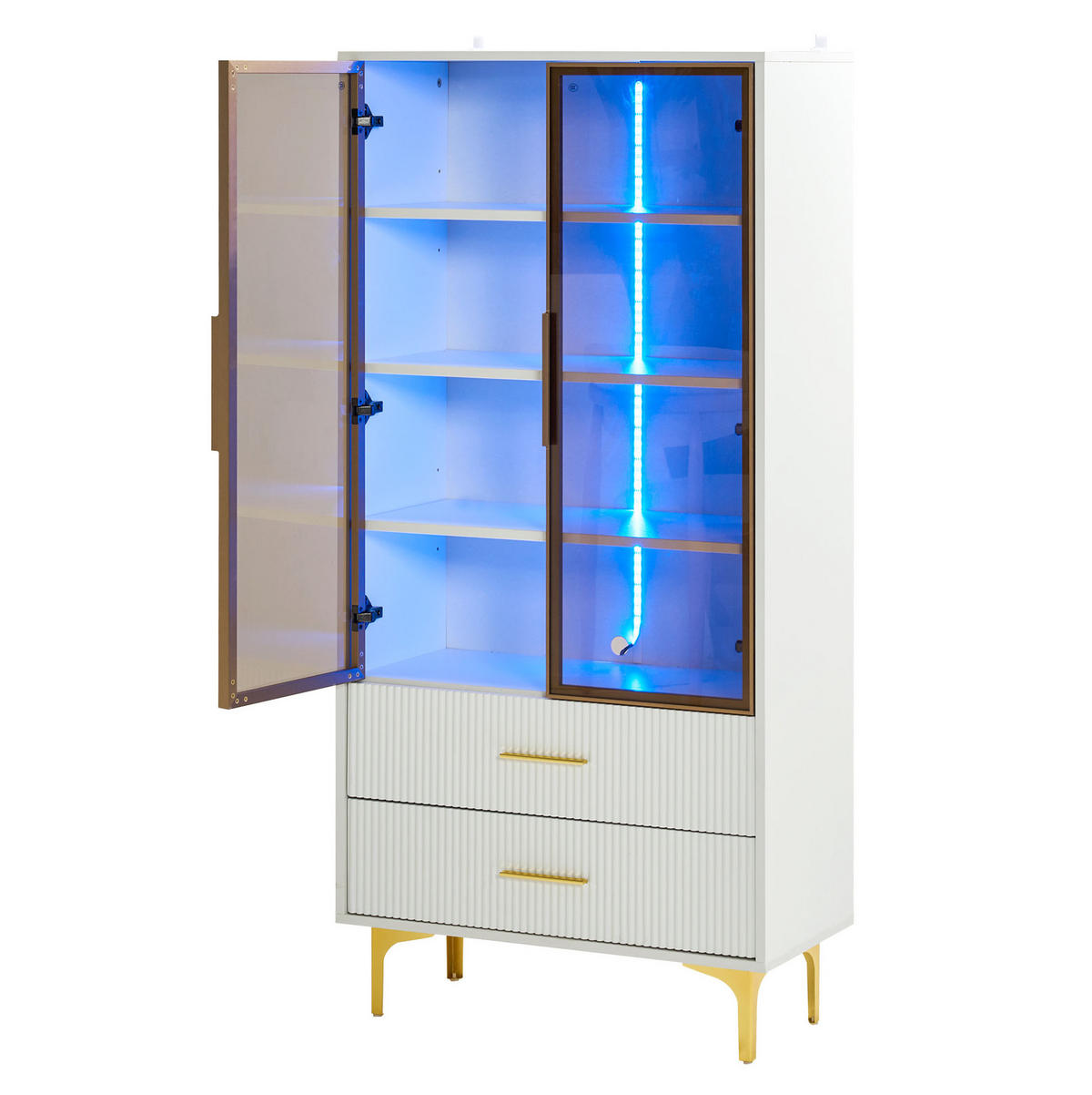 HIGHBOARD 70/150/35 cm Weiß aus Spanplatte mit LED-Beleuchtung - Weiß, Holzwerkstoff (35/150/70cm) - OKMYHOME