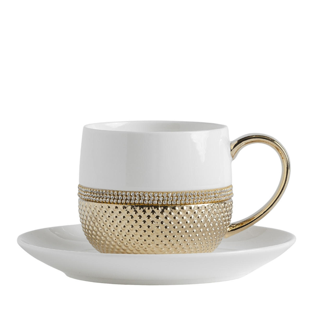 TASSE MIT UNTERTASSE Glamtis gold - Weiß, Keramik (0.26L) - home&you