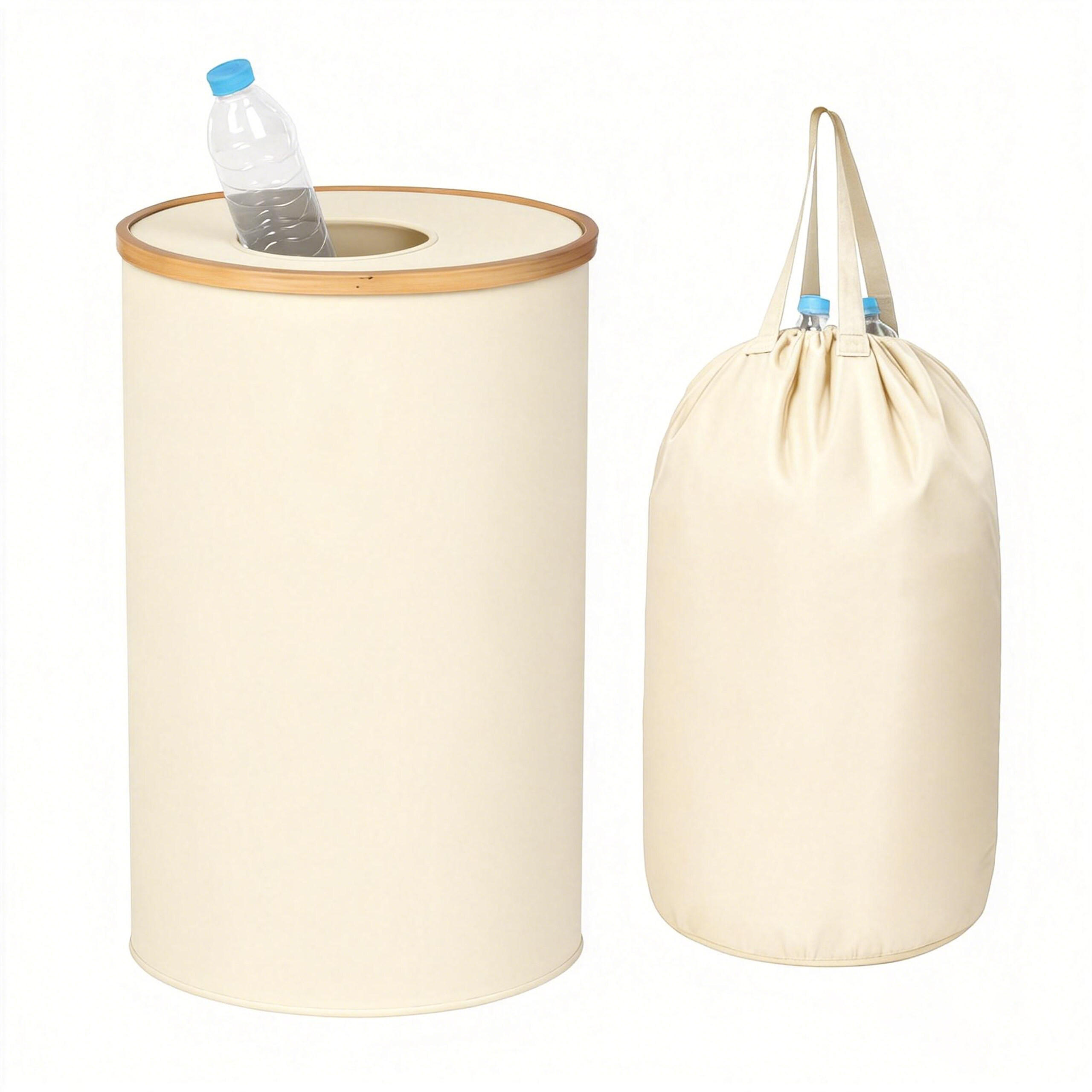 KONTAJNER na zber vratných fliaš - béžová, drevo/textil (40/75/40cm) - Relaxdays
