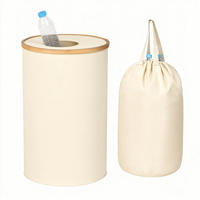 KONTAJNER na zber vratných fliaš - béžová, drevo/textil (40/75/40cm) - Relaxdays