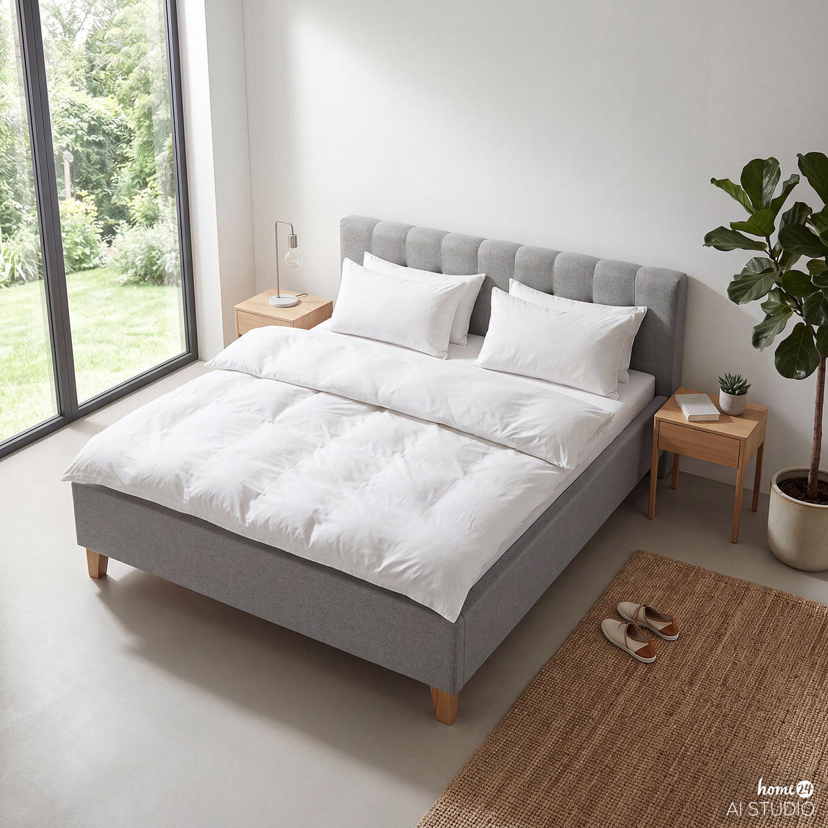 POLSTERBETT - Webstoff - Grau, Holz/Textil (200/200cm) - home24