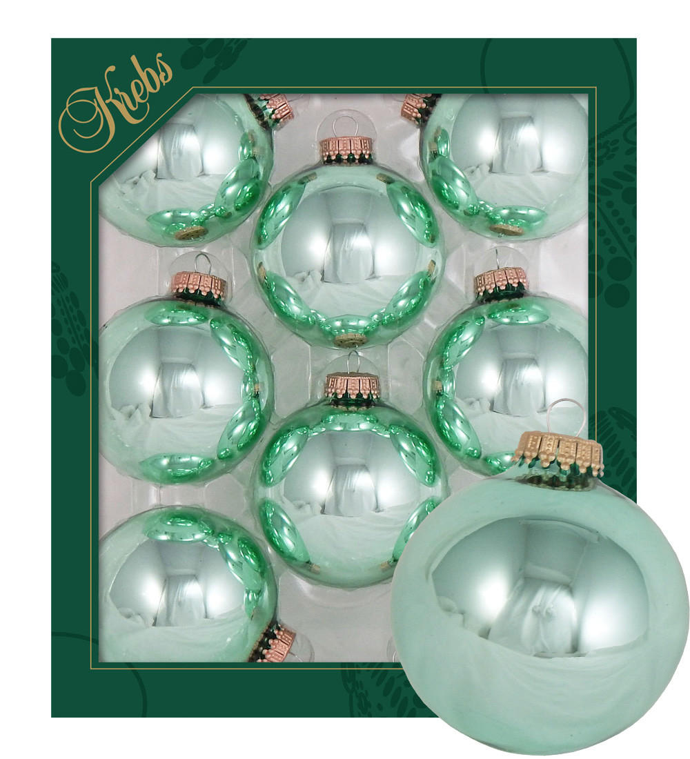 Krebs Glas Lauscha Christbaumkugeln Türkis 7x7x7 cm