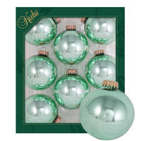 CHRISTBAUMKUGELN Uni-Design Henriette Türkis 7cm (Glas / 8 Stk.) - Türkis, Glas (7/7/7cm) - Krebs Glas Lauscha