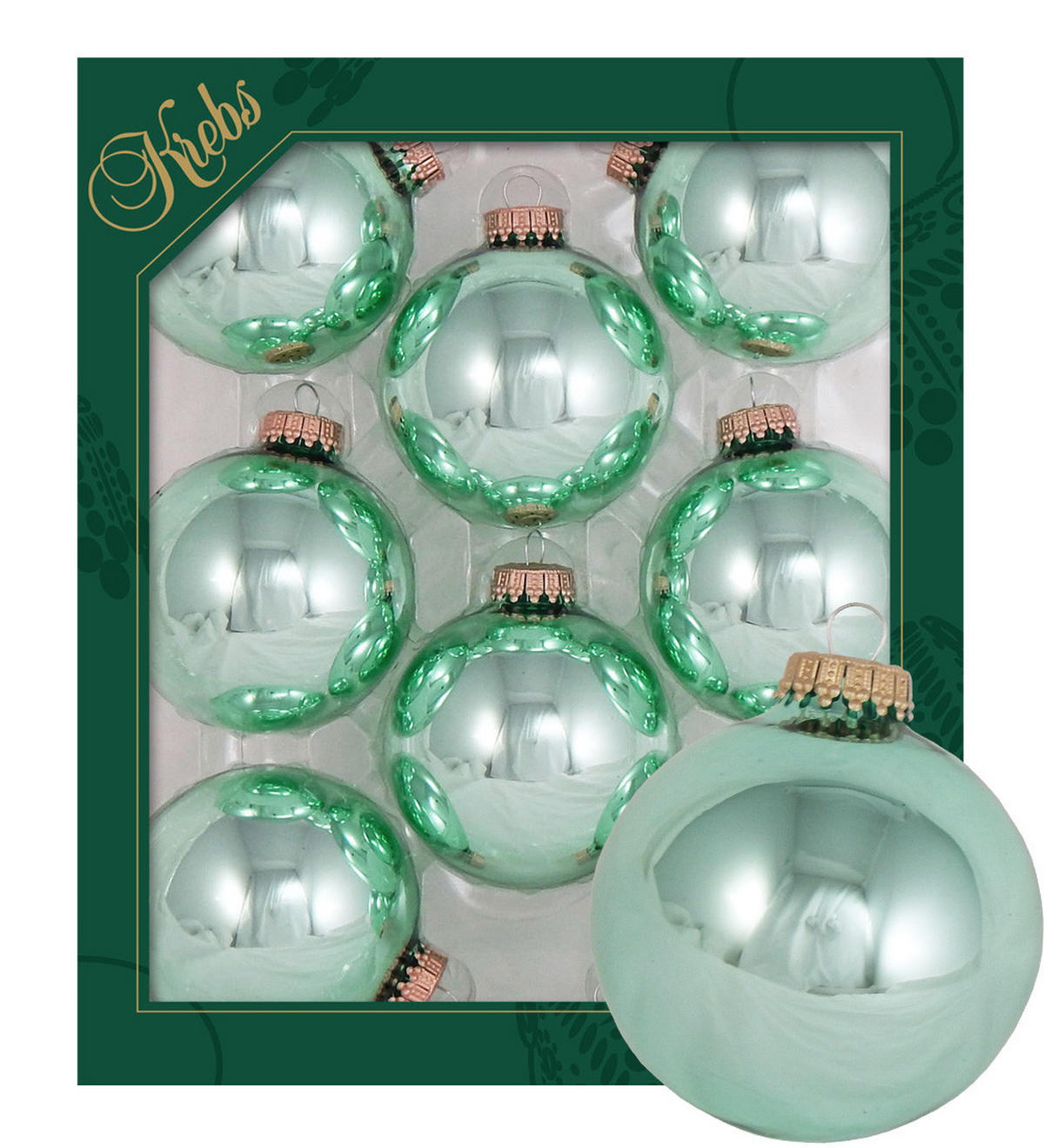 CHRISTBAUMKUGELN Uni-Design Henriette Türkis 7cm (Glas / 8 Stk.) - Türkis, Glas (7/7/7cm) - Krebs Glas Lauscha