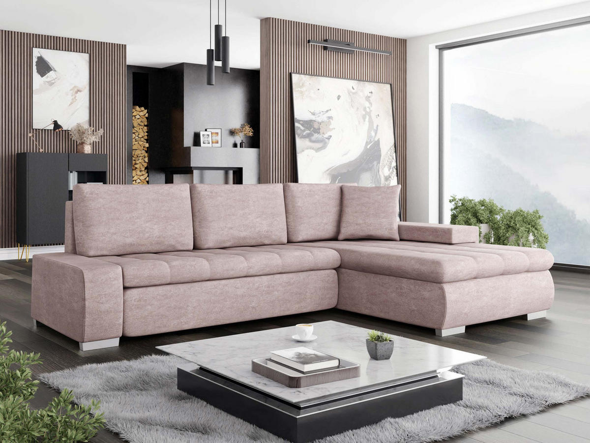ECKSOFA Orkan Mini Premium - Hellrosa, Holz/Textil (265/185cm) - MIRJAN24
