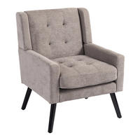 POLSTERSTUHL Leinen mit Tufting, Massivholzbeinen 68/76/88 cm Hellgrau 130 kg belastbar - Hellgrau, Textil (76/88/68cm) - Redom