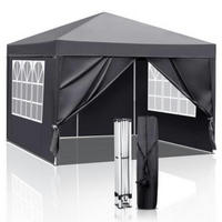 PAVILLON 3 x 3 m wasserdicht UV Schutz 50+ mit 4 Seitenteilen Dunkelgrau - Anthrazit, Metall (255/300/300cm)