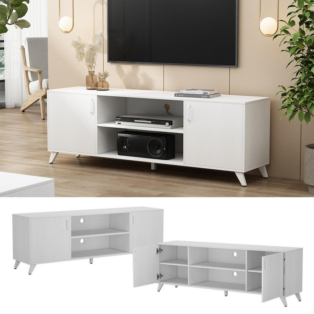 Thumbnail - Vicco Lowboard, Weiß, Holzwerkstoff, 6 Fächer, Rechteckig, 160x54.5x38 cm, Wohnzimmer, Wohnwände, Lowboards, Lowboards s...
