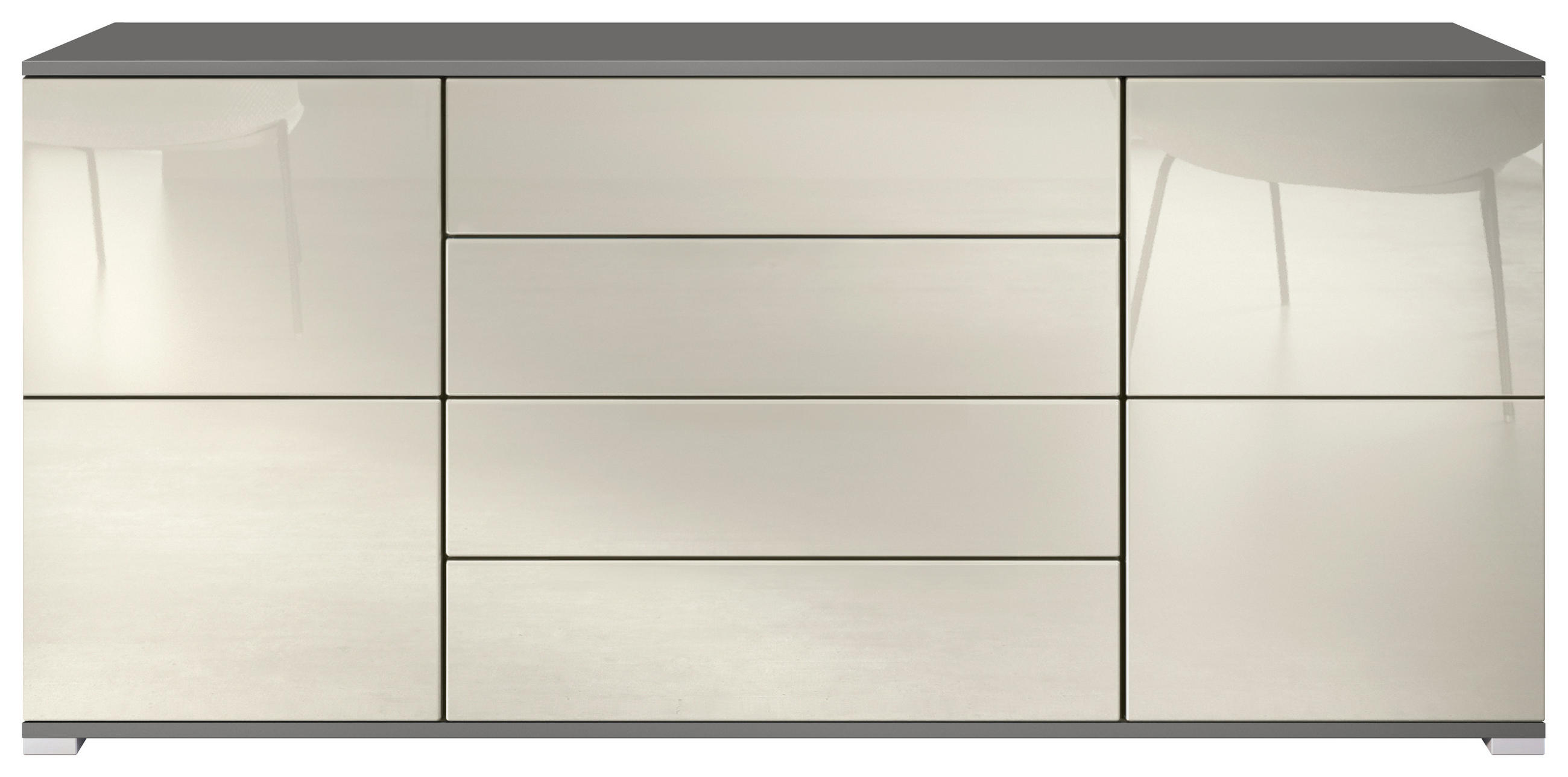 SIDEBOARD Rova Creme Hochglanz - Creme, Holzwerkstoff (166.5/75.5/35cm) - Vladon