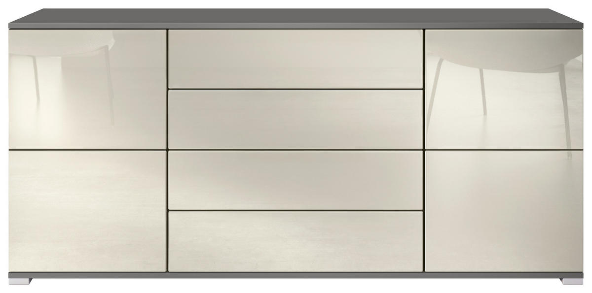 SIDEBOARD Rova Creme Hochglanz - Creme, Holzwerkstoff (166.5/75.5/35cm) - Vladon