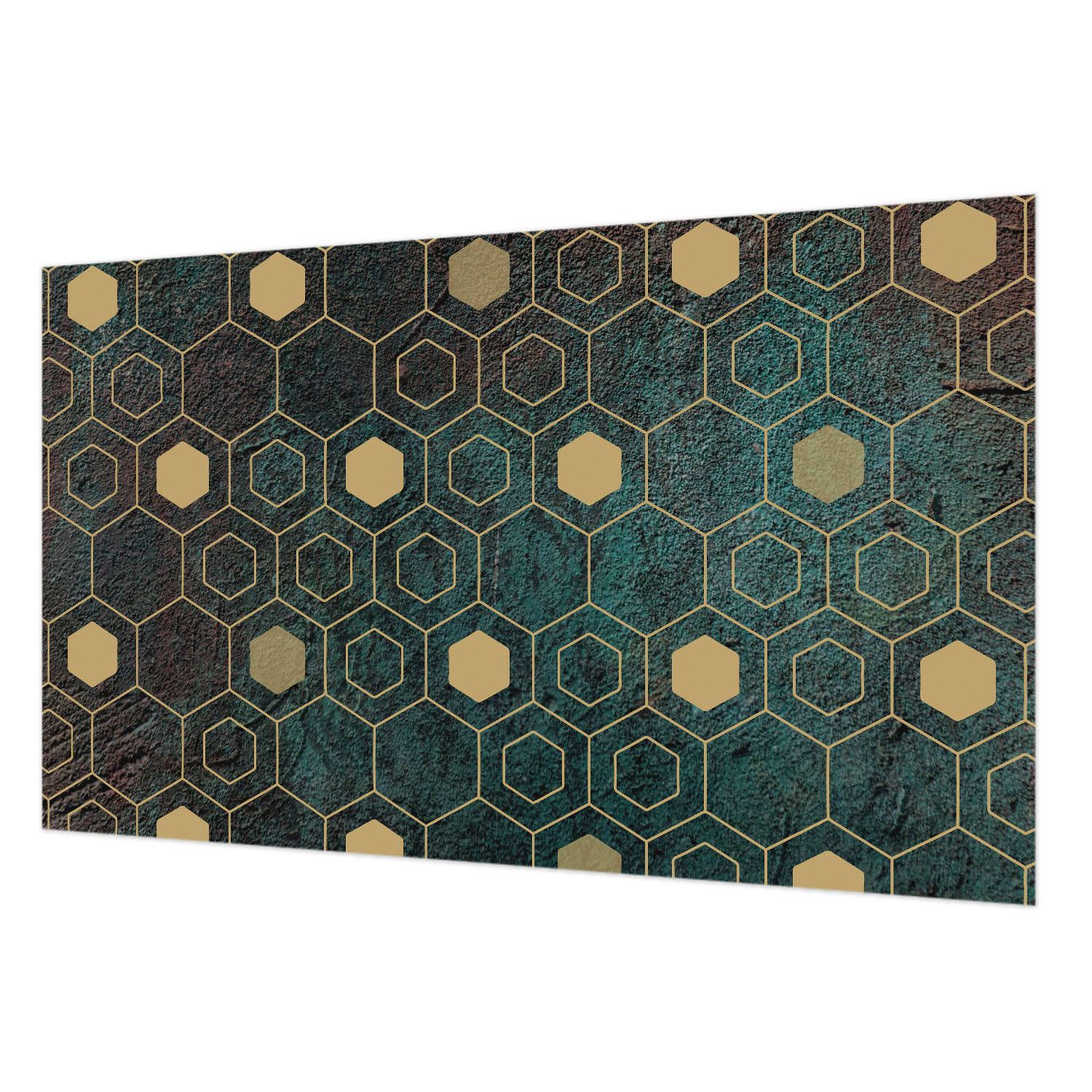 FOTOTAPETE 416x254 cm - Geometrische Sechsecke - Grün, Textil (416/254cm) - Wallfluent