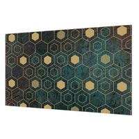 FOTOTAPETE 416x254 cm - Geometrische Sechsecke - Grün, Textil (416/254cm) - Wallfluent