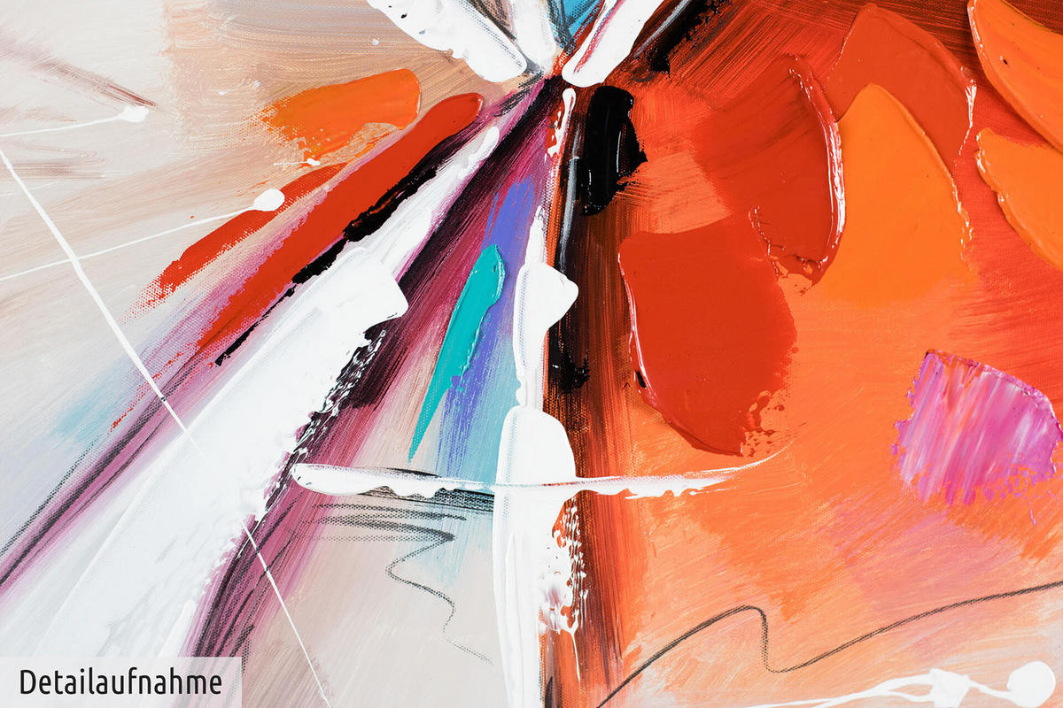 ACRYLBILD HANDGEMALT 80/80 cm - Rot/Weiß, Holz/Textil (80/80cm) - KUNSTLOFT