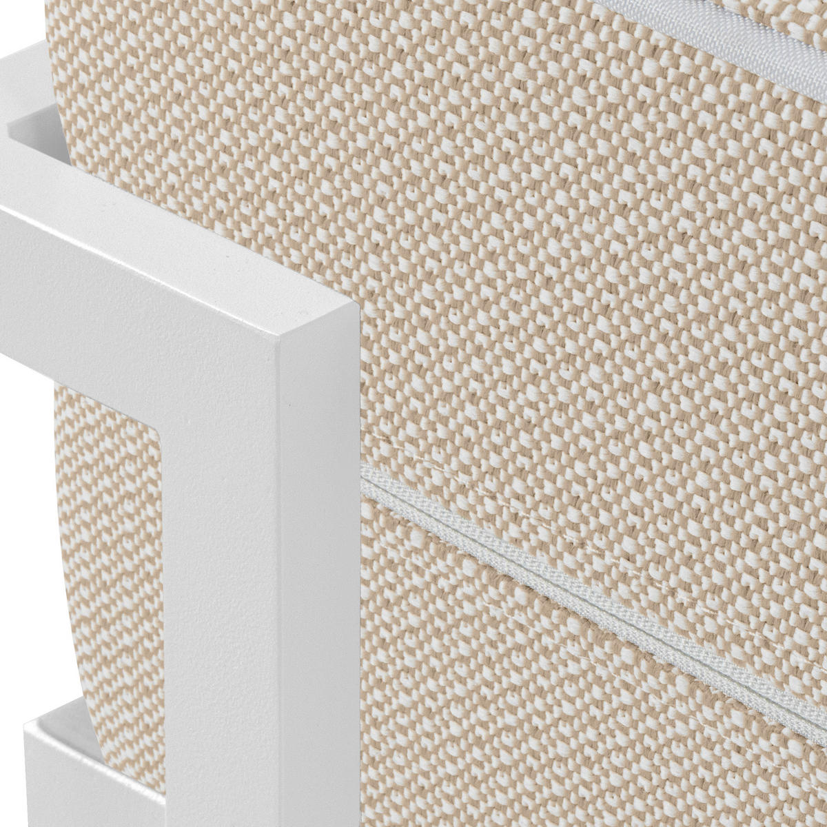 GARTENLOUNGE-HOCKER TRIGLO auf Metallfüßen, Modern, Weiß - Beige/Weiß, Textil/Metall (69/44/54cm) - KONSIMO®