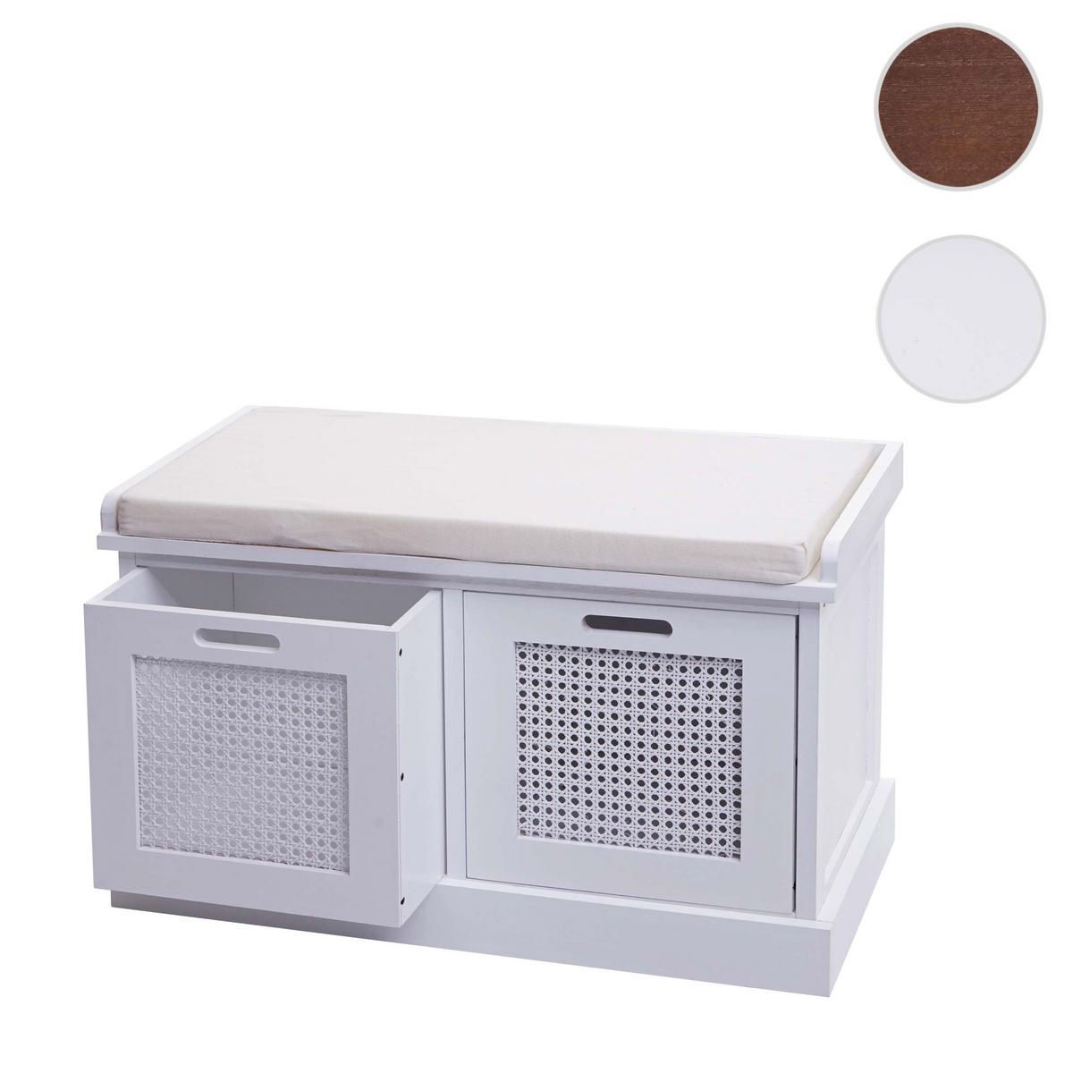 SITZBANK AUFBEWAHRUNGSBOXEN Cremeweiß - Weiß, Holz (75/47/40cm) - Jamb