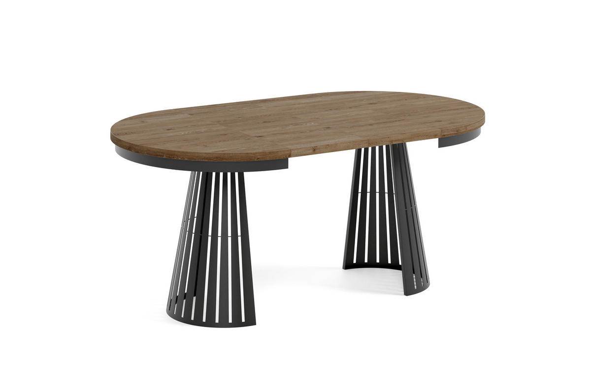 ESSTISCH Cone Bis - Wildeiche/Schwarz, Holzwerkstoff/Metall (120/120/76cm) - Meblini