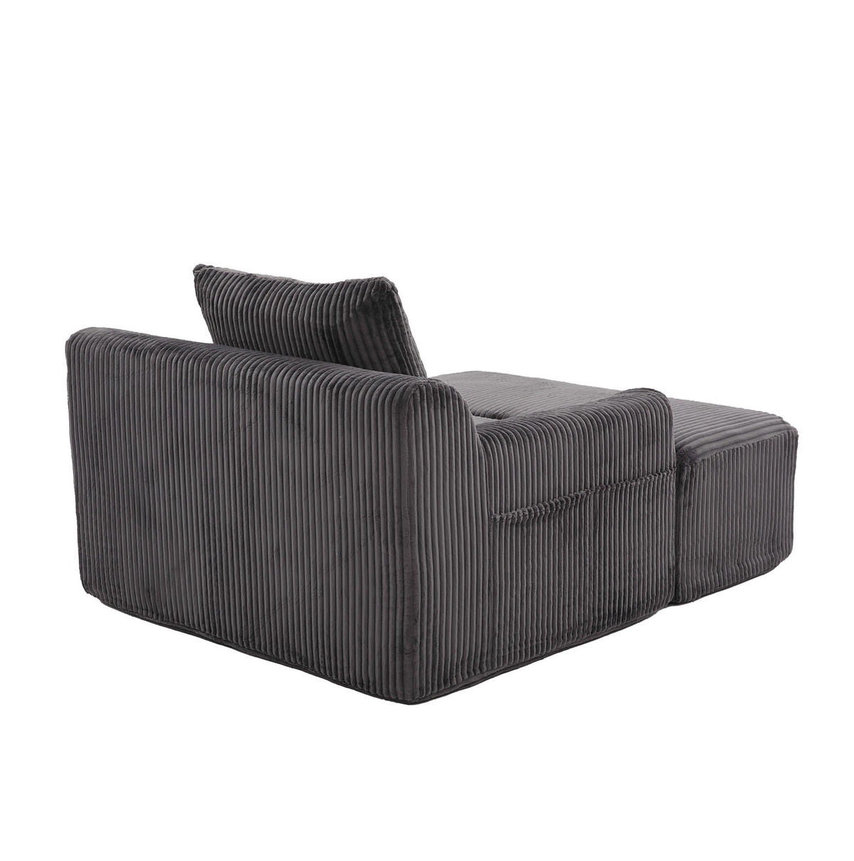 SOFASESSEL mit Fußpedal Kordsamt Dunkelgrau 147/110/67 cm - Dunkelgrau, Textil (147/67/110cm) - OKWISH