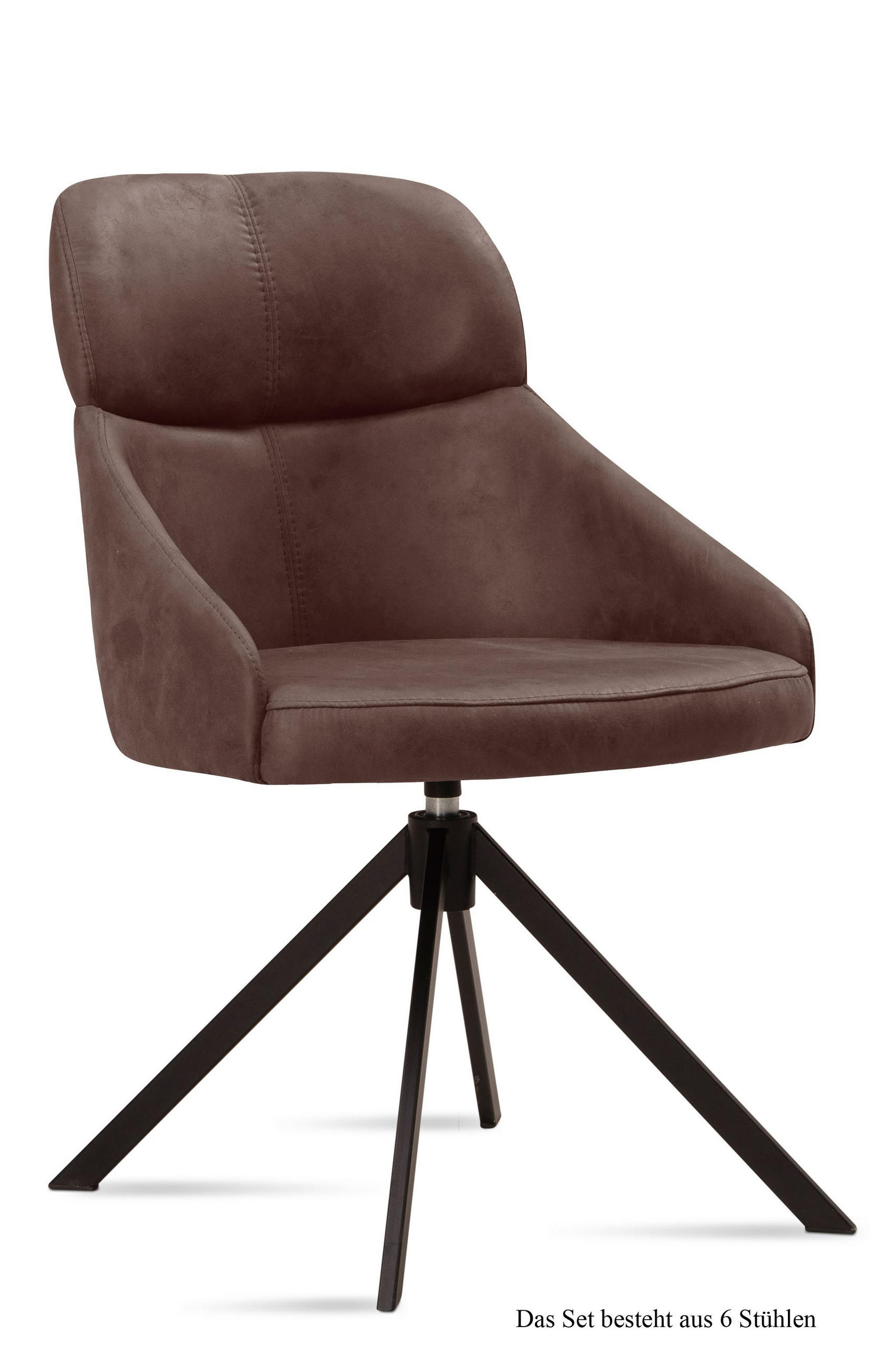 ESSZIMMERSTUHL drehbar (6er-Set) Derska 52x82x63 Schwarz/Braun - Schwarz/Braun, Kunststoff (63/82/52cm) - 58aufmkessel