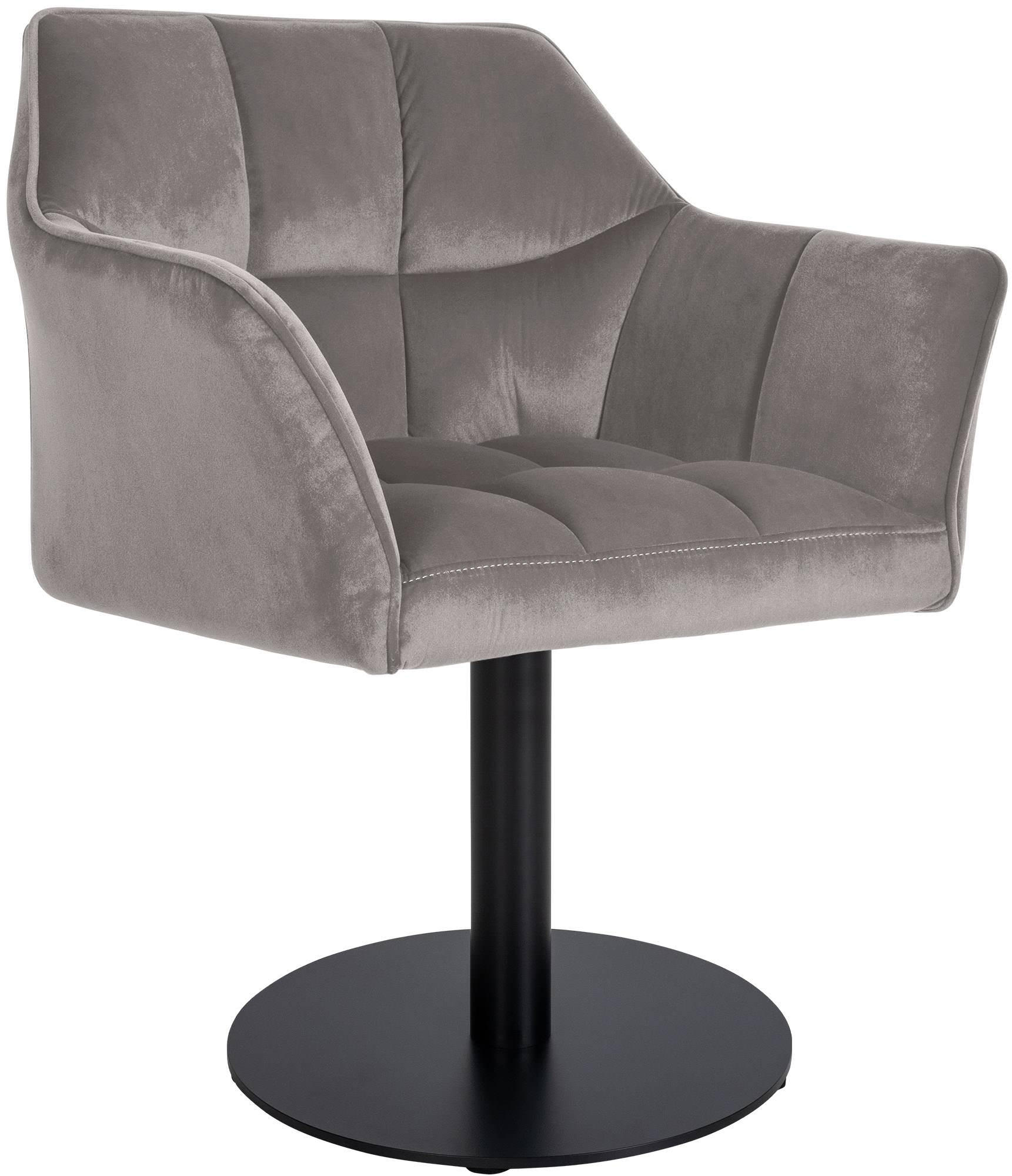 SESSEL Samt grau - Schwarz/Grau, Textil/Metall (64/75/48cm) - CLP