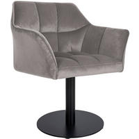 SESSEL Samt grau - Schwarz/Grau, Textil/Metall (64/75/48cm) - CLP