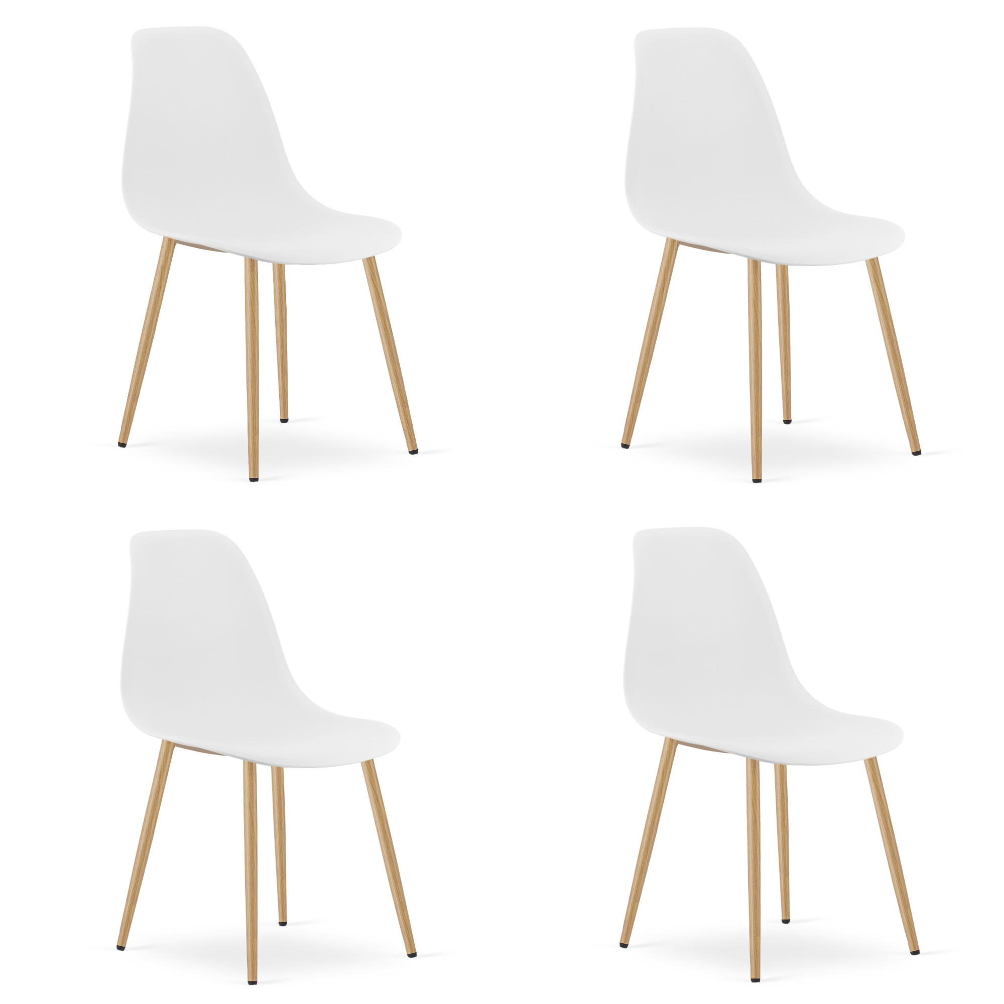 ESSZIMMERSTUHL 4-er Set KALEO weißer Sitz, natürliche Beine - Weiß/Naturfarben, Kunststoff (46/84/51cm) - Valora