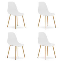 ESSZIMMERSTUHL 4-er Set KALEO weißer Sitz, natürliche Beine - Weiß/Naturfarben, Kunststoff (46/84/51cm) - Valora