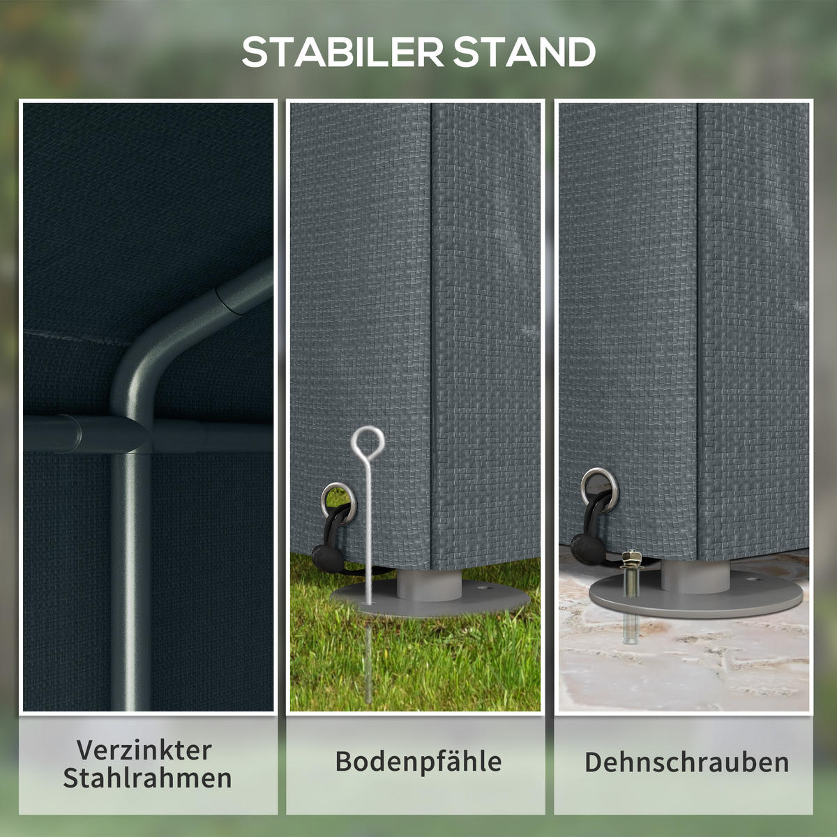 GARAGENZELT mit UV-Schutz, für Gartengeräte, Motorrad, Dunkelgrau - Dunkelgrau, Kunststoff/Metall (218/172/160cm) - Outsunny