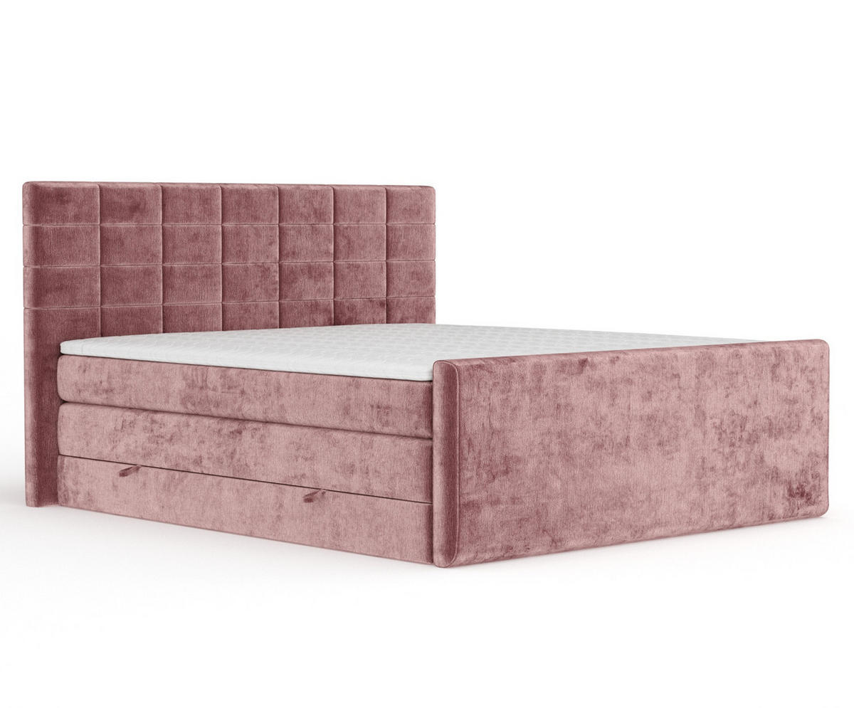 BOXSPRINGBETT Ava Rosa 140/200 cm - Schwarz/Rosa, Holz/Holzwerkstoff (140/200cm) - Maison de Reve