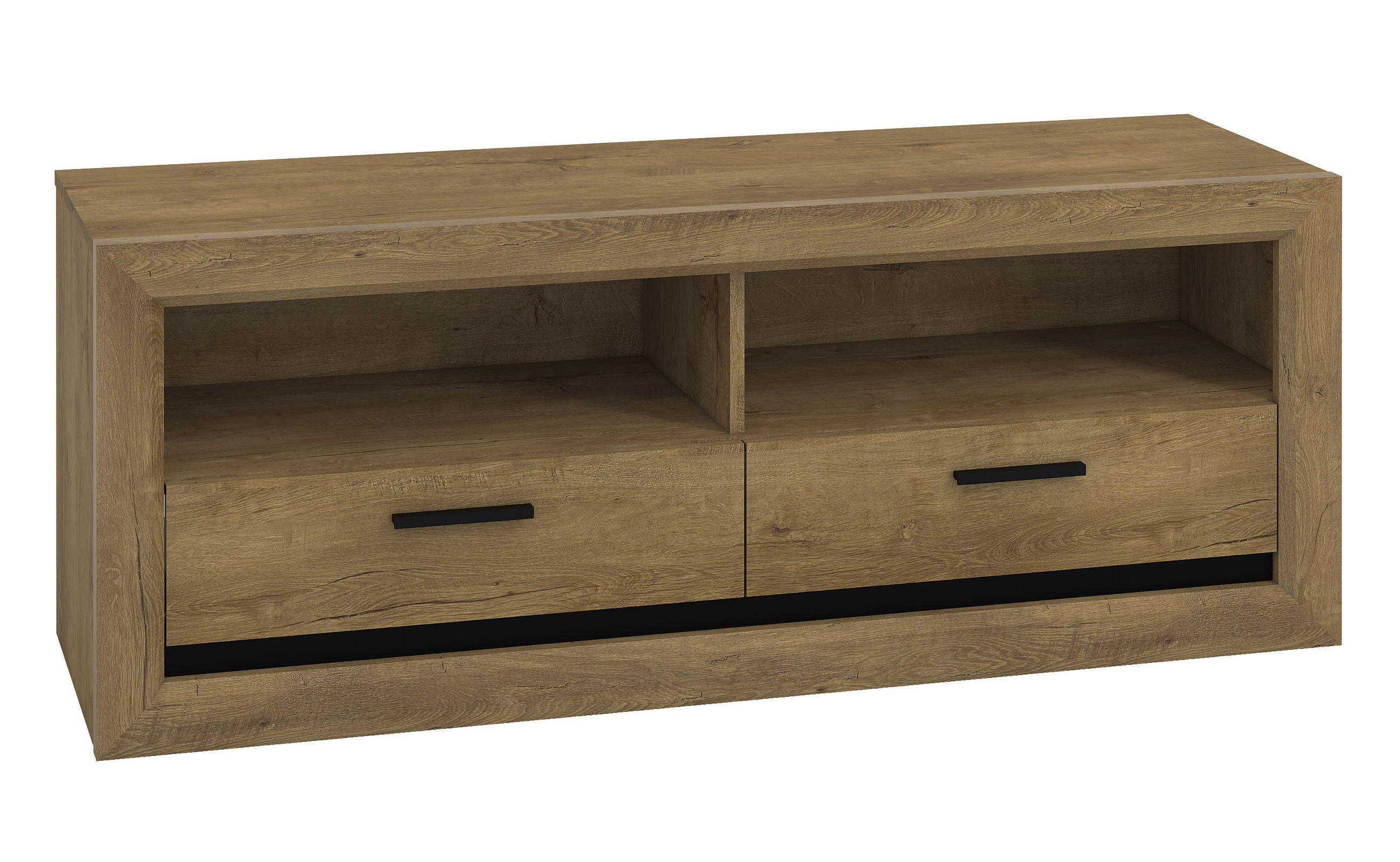 LOWBOARD Baltica Eiche Lefkas / schwarz 147 / 43 / 55cm - Eichefarben/Schwarz, Holz/Holzwerkstoff (147/55/43cm) - Feldmann-Wohnen