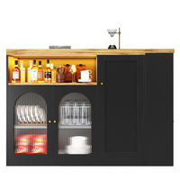 BARTISCH 360° Drehbar Sideboard Weinschrank LED Schwarz - Schwarz, Holzwerkstoff (39.6/197/100cm) - FLIEKS