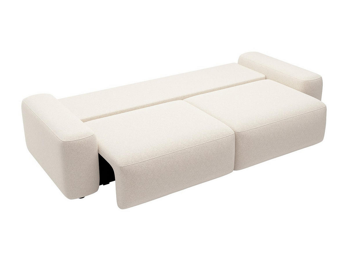 SOFA mit Schlaffunktion 4-Sitzer - melierter Stoff - Cremefarben - DAVISO - Creme, Textil (257/87/105cm) - Vente-Unique