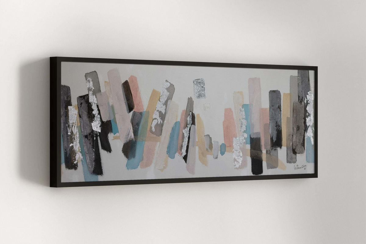ACRYLBILD HANDGEMALT 150/50 cm - Beige/Grau, Holz/Textil (150/50cm) - KUNSTLOFT