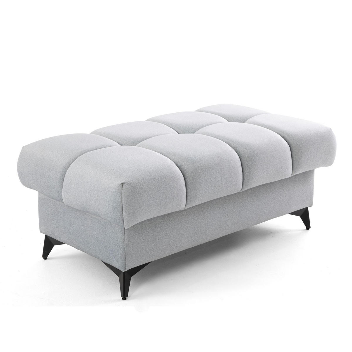 POUF PUDDING 110 x 60 cm Velours Hellgrau - Hellgrau/Schwarz, Holz/Textil (110/43/60cm) - Muffo