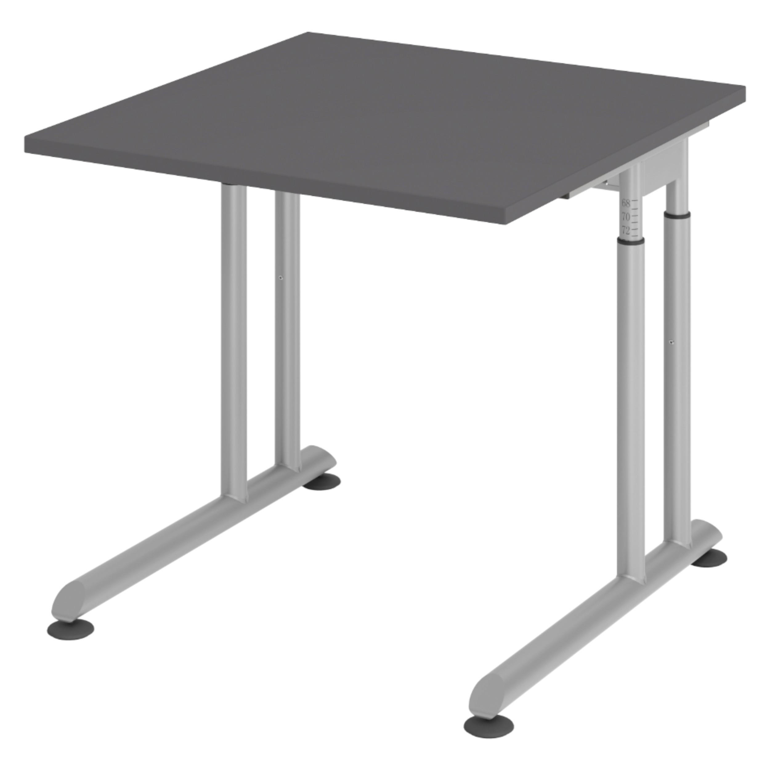SCHREIBTISCH Serie-Z 80/80/74 cm in Graphitfarben/Silberfarben - Silberfarben/Graphitfarben, Holzwerkstoff (80/80/74cm) - bümö