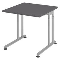 SCHREIBTISCH Serie-Z 80/80/74 cm in Graphitfarben/Silberfarben - Silberfarben/Graphitfarben, Holzwerkstoff (80/80/74cm) - bümö