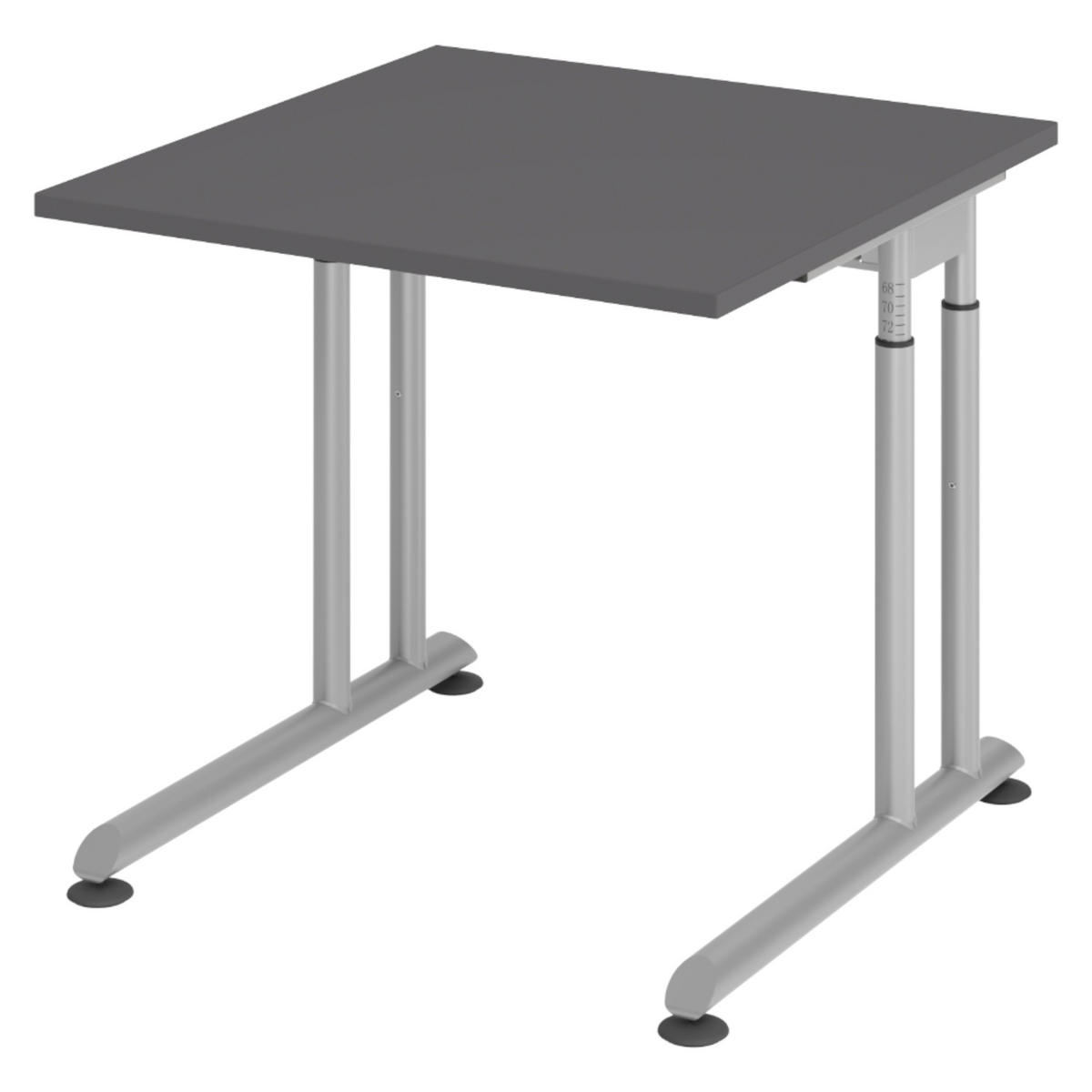 SCHREIBTISCH Serie-Z 80/80/74 cm in Graphitfarben/Silberfarben - Silberfarben/Graphitfarben, Holzwerkstoff (80/80/74cm) - bümö
