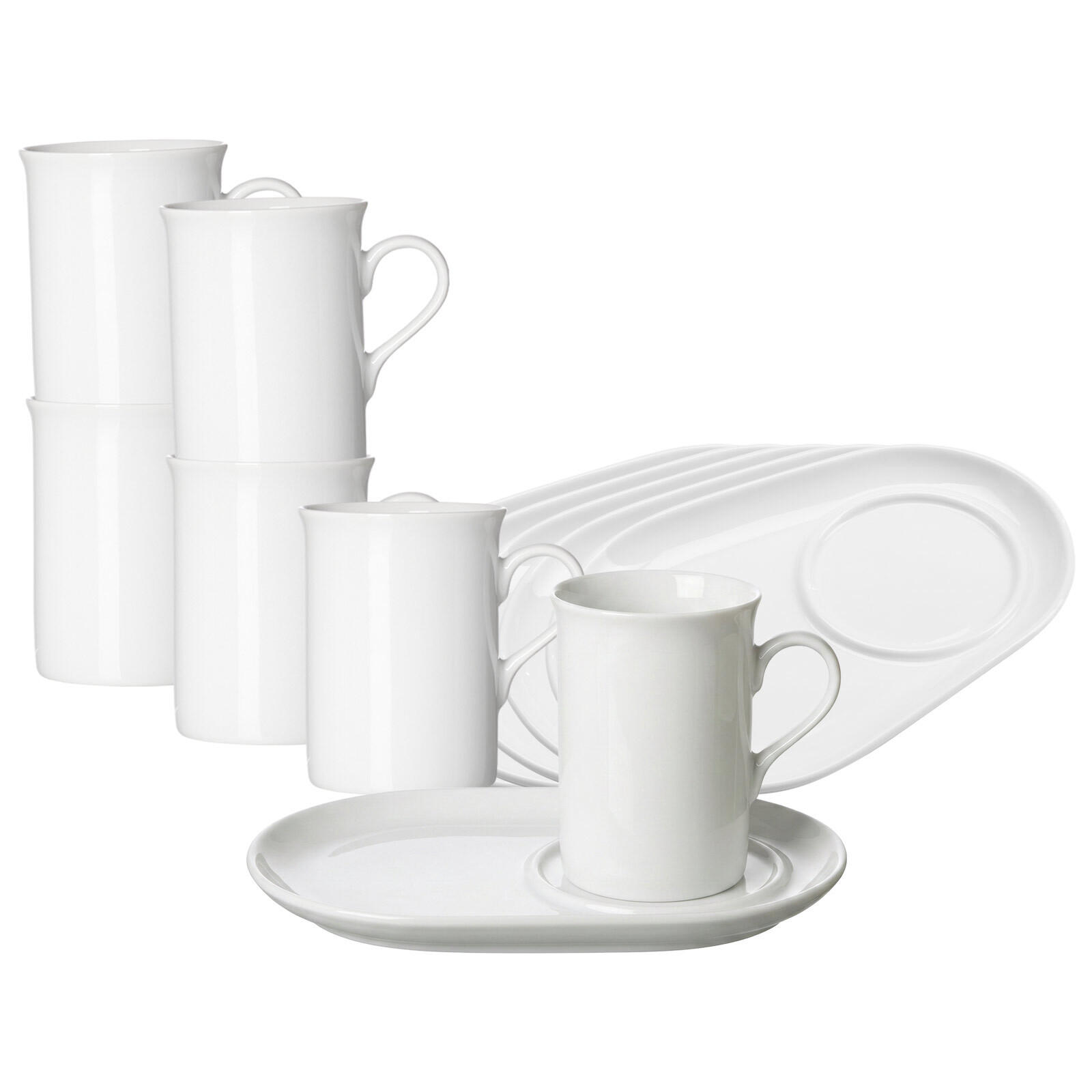KAFFEEBECHER MIT UNTERTELLER Bianco weiß 300 ml 6er Set - Weiß, Keramik (12.5/10.8/18cm) - Ritzenhoff Breker
