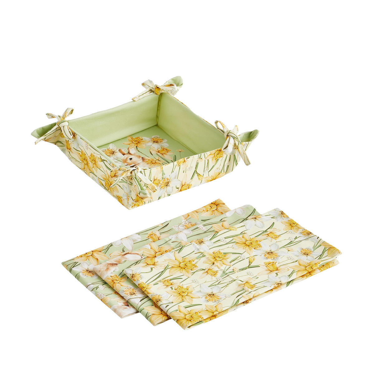 KORB MIT ZUBEHÖR Daffelisbunny - Gelb, Textil (36/1/36cm) - home&you