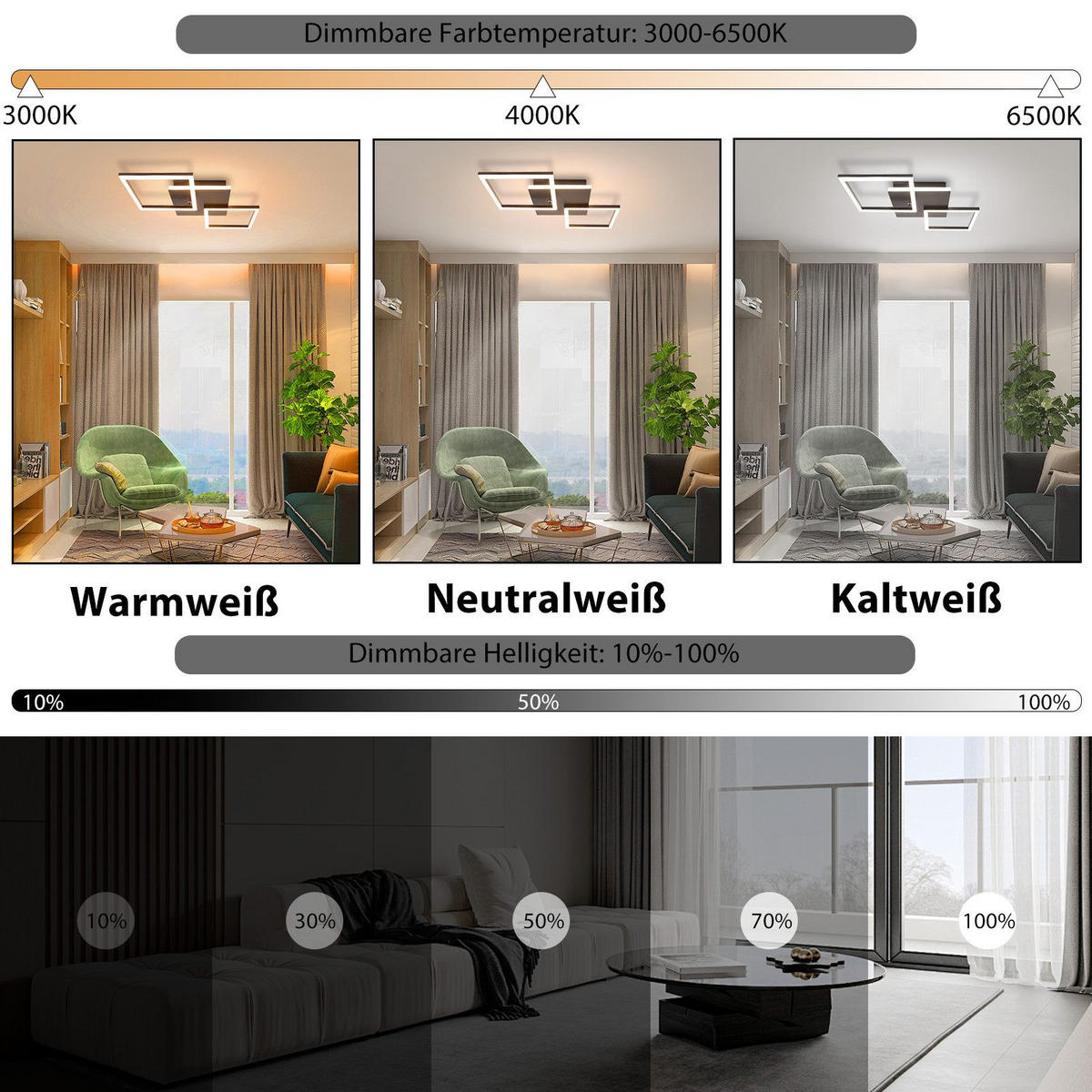 LED-DECKENLEUCHTE Malsom 62.8/29.5/7.4 cm - Schwarz, Metall (29.5/62.8/7.4cm) - Nettlife