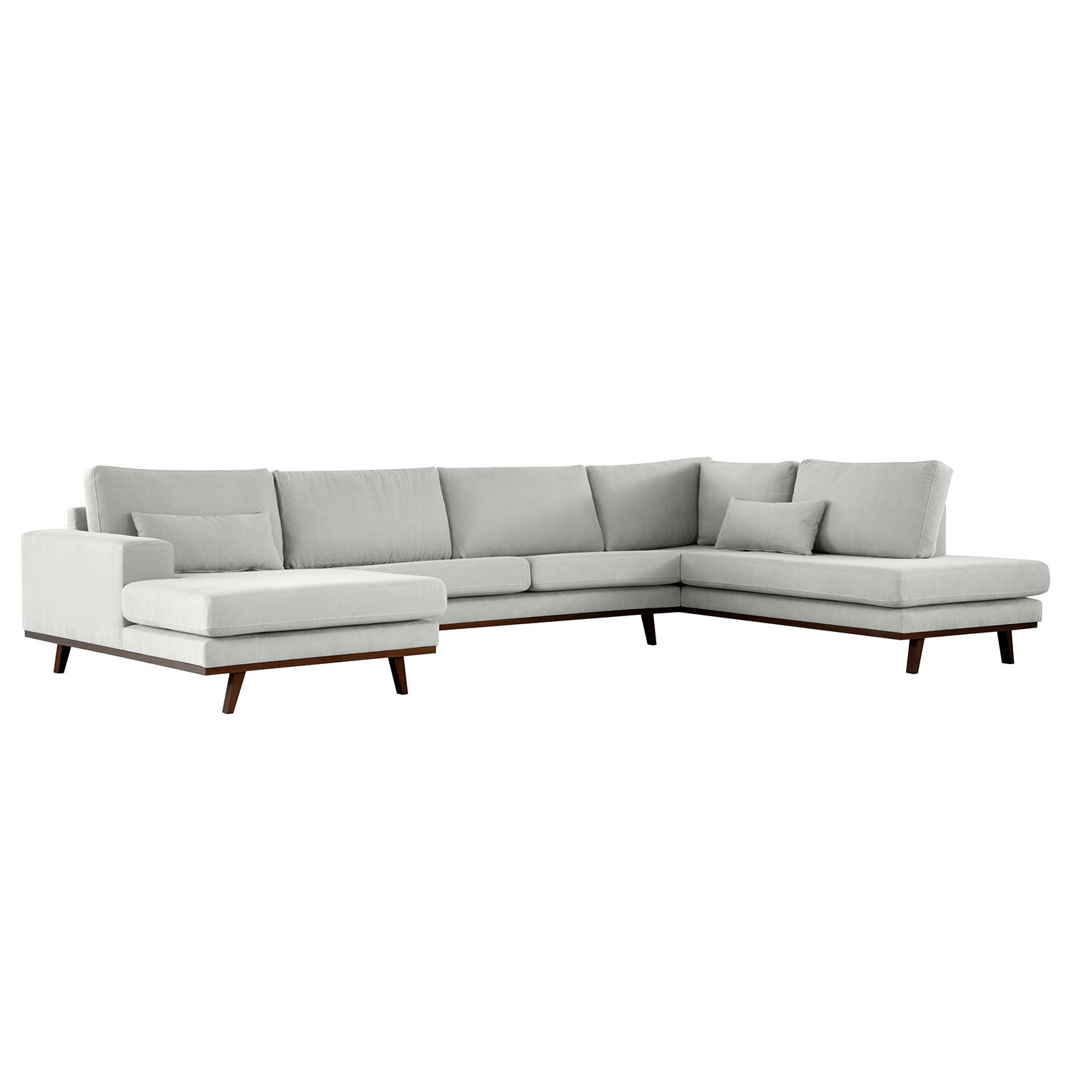 WOHNLANDSCHAFT mit Longchair - Buchefarben/Grau, Textil (371/81/219cm) - home24